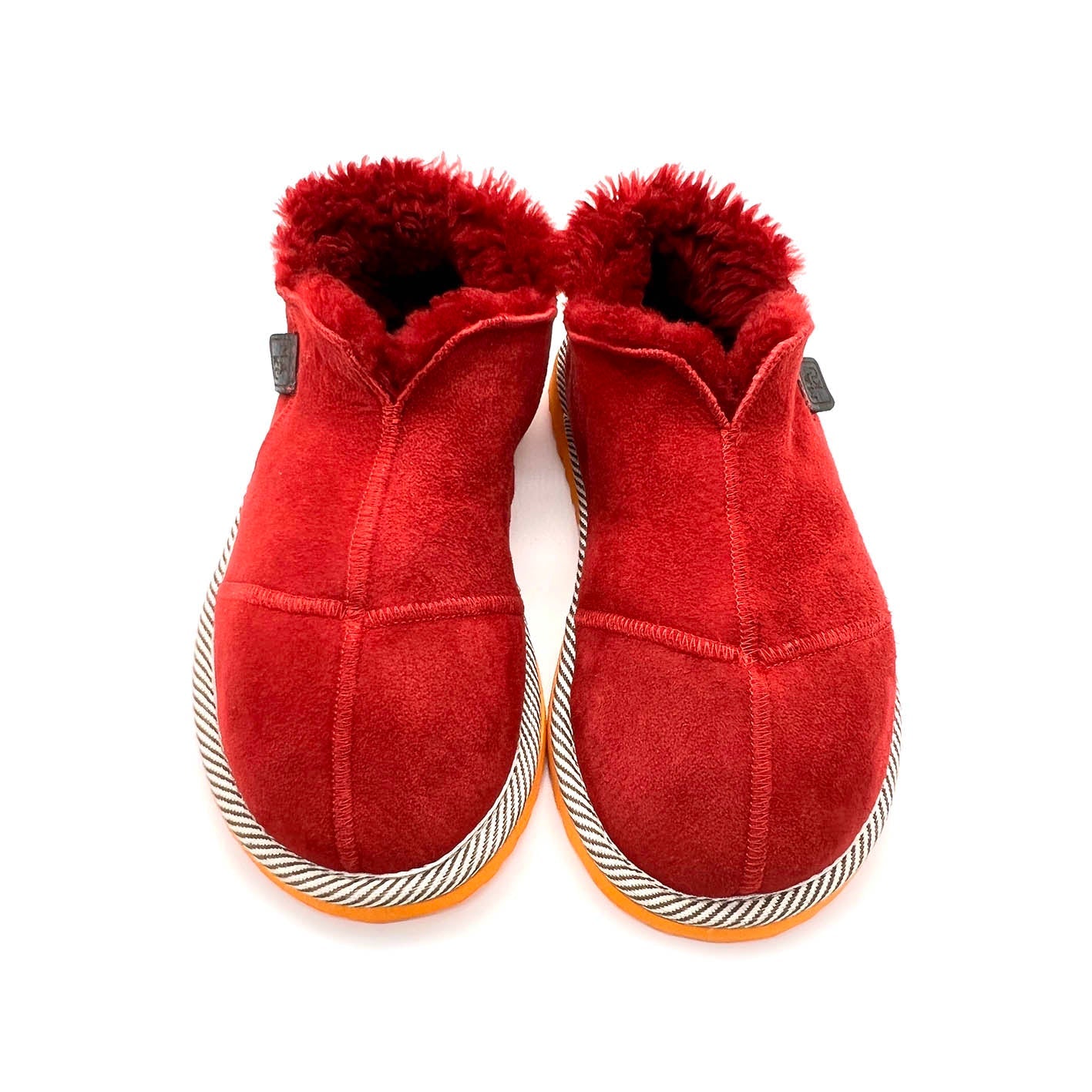 MERDANA CRIMSON SUEDE WITH ORANGE SOLES / Sheepskin slippers