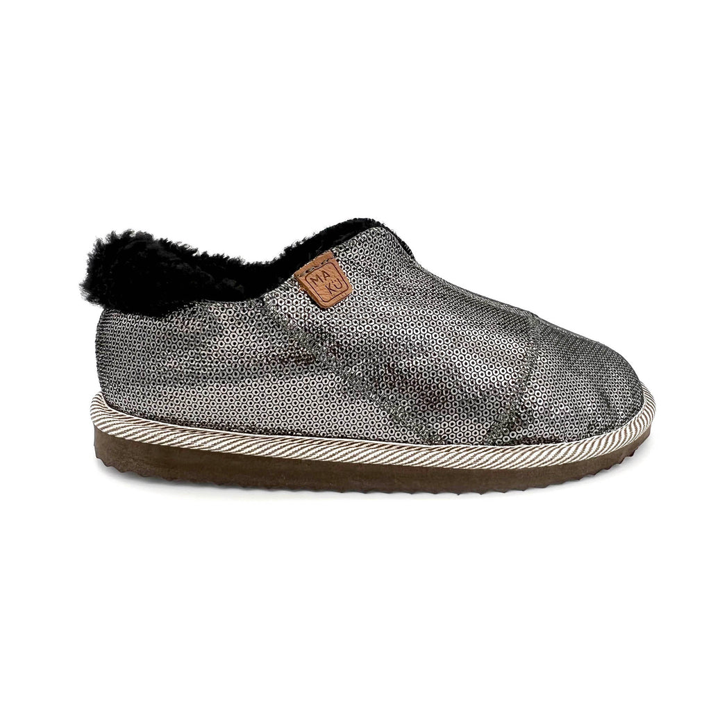 MERDANA SEQUIN BLACK / Sheepskin slippers