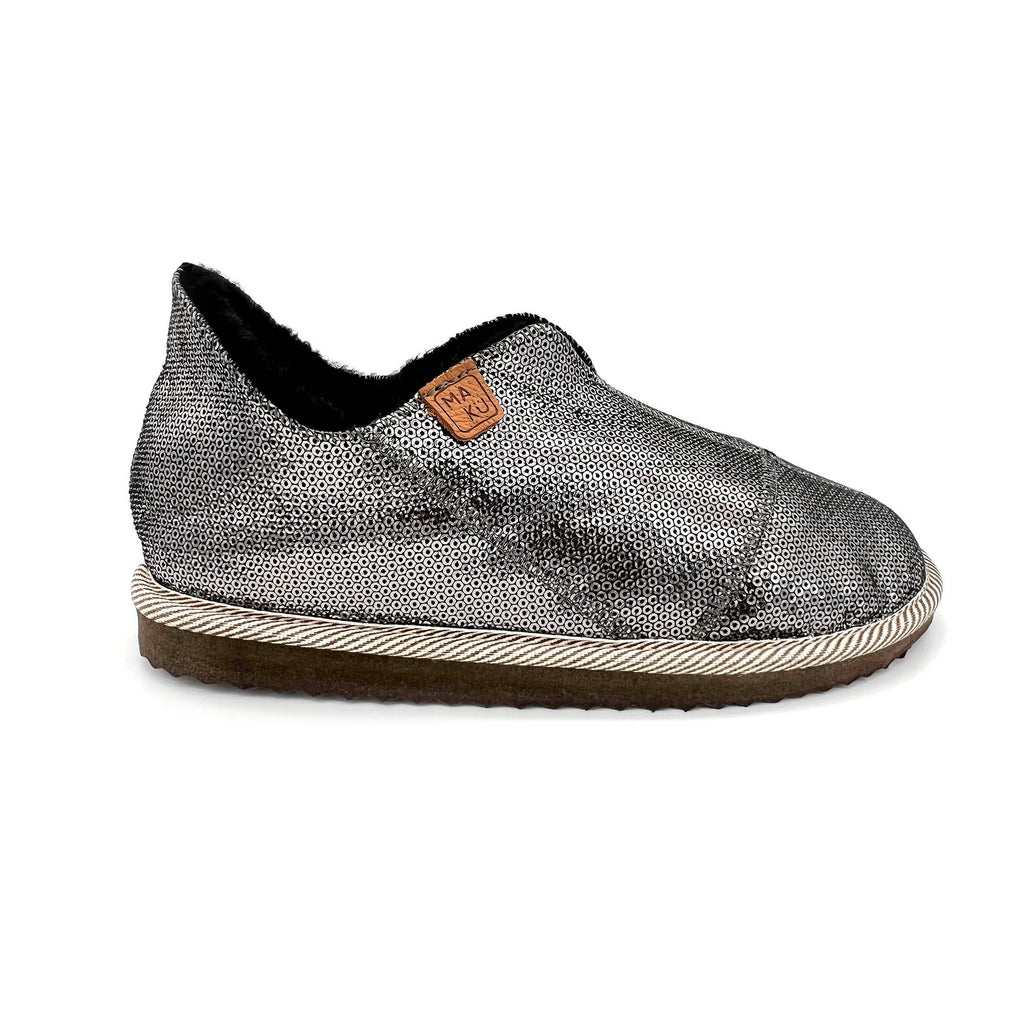 MERDANA SEQUIN BLACK / Sheepskin slippers