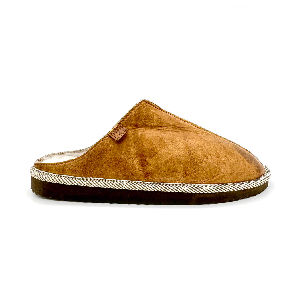POLIN LEAF BROWN / Sheepskin slippers